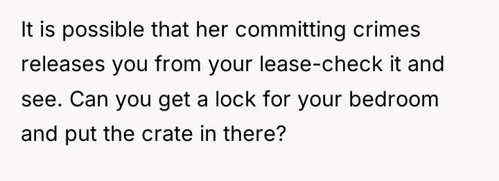It is possible that her committing crimes releases you from...