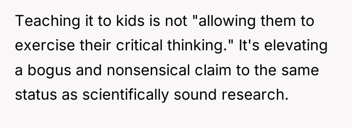 Teaching it to kids is not "allowing them to exercise...