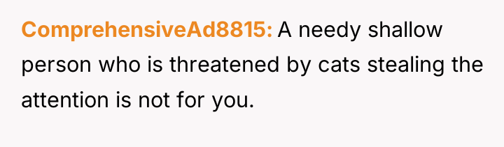 ComprehensiveAd8815 A needy shallow person who is threatened by cats...