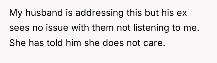 My husband is addressing this but his ex sees no...