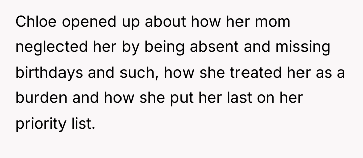 Chloe opened up about how her mom neglected her by...