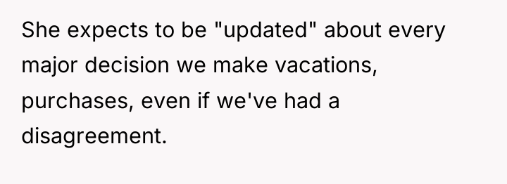 She expects to be "updated" about every major decision we...