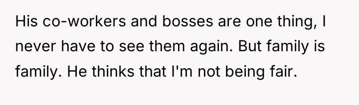 His co-workers and bosses are one thing, I never have...