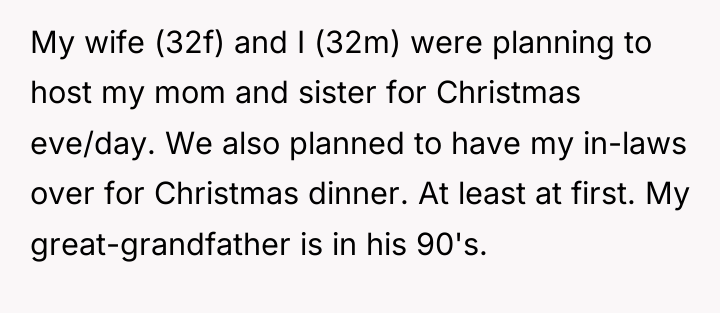 My wife (32f) and I (32m) were planning to host...