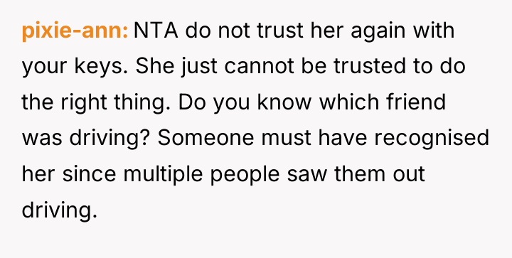pixie-ann NTA do not trust her again with your keys....