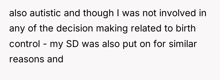 also autistic and though I was not involved in any...