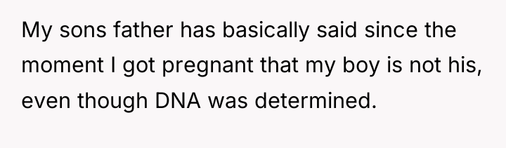 My sons father has basically said since the moment I...