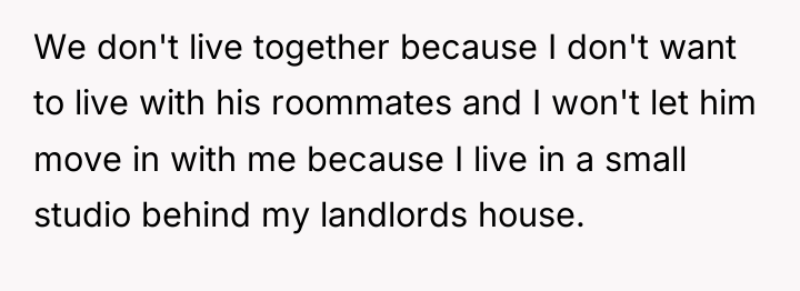 We don't live together because I don't want to live...