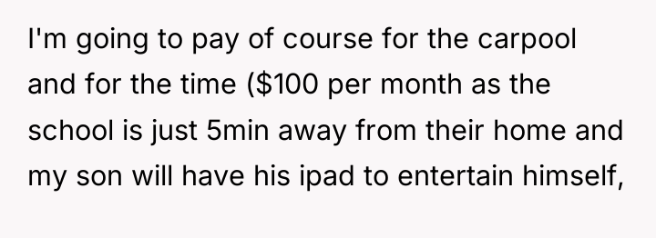 I'm going to pay of course for the carpool and...
