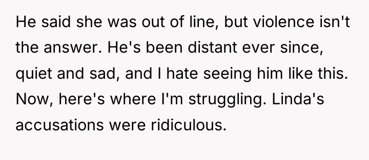 He said she was out of line, but violence isn't...