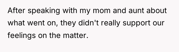 After speaking with my mom and aunt about what went...