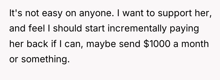 It's not easy on anyone. I want to support her,...