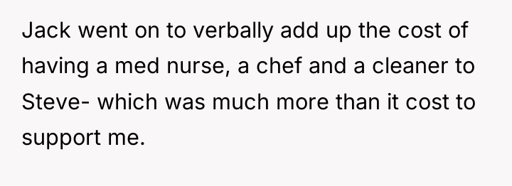 Jack went on to verbally add up the cost of...