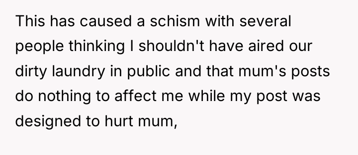 This has caused a schism with several people thinking I...