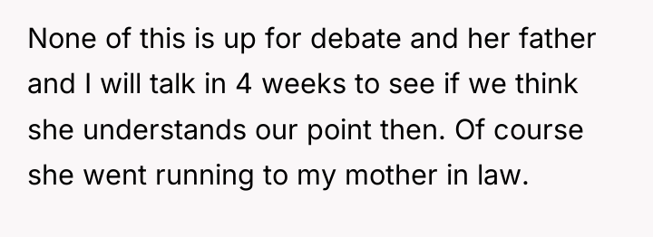 None of this is up for debate and her father...