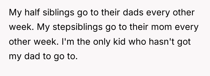 My half siblings go to their dads every other week....
