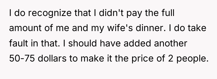 I do recognize that I didn't pay the full amount...