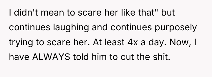 I didn't mean to scare her like that" but continues...