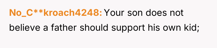 No_C**kroach4248 Your son does not believe a father should support...
