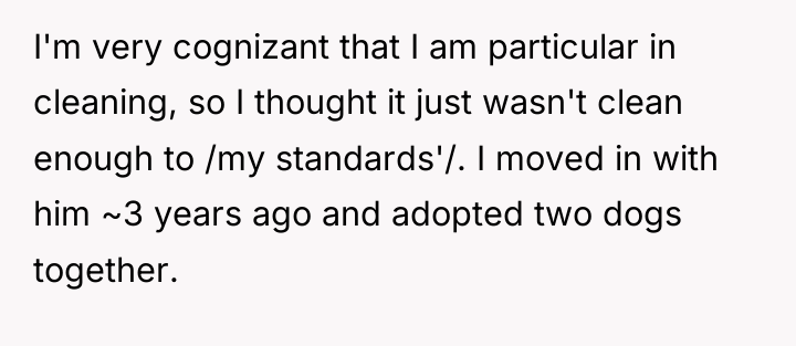 I'm very cognizant that I am particular in cleaning, so...