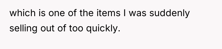which is one of the items I was suddenly selling...