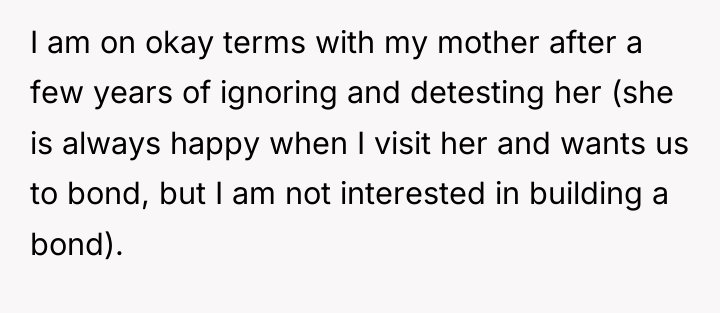 I am on okay terms with my mother after a...