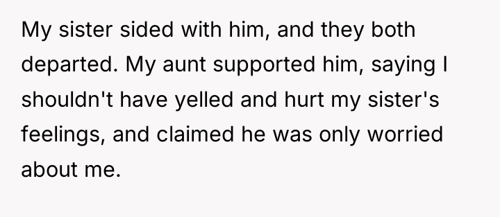 My sister sided with him, and they both departed. My...