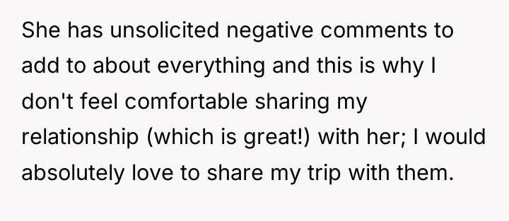 She has unsolicited negative comments to add to about everything...