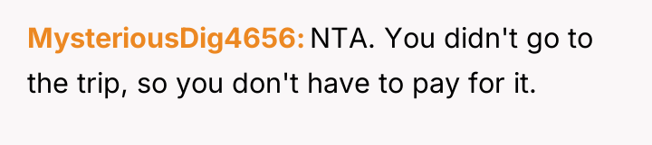 MysteriousDig4656 NTA. You didn't go to the trip, so you...