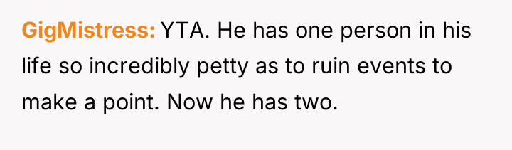 GigMistress YTA. He has one person in his life so...