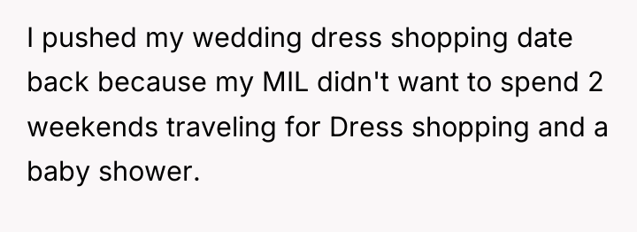I pushed my wedding dress shopping date back because my...