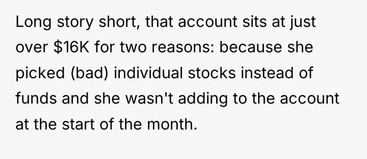 Long story short, that account sits at just over $16K...