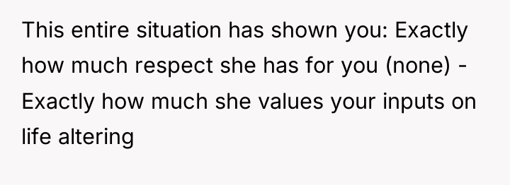 This entire situation has shown you: Exactly how much respect...