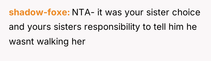 shadow-foxe NTA- it was your sister choice and yours sisters...