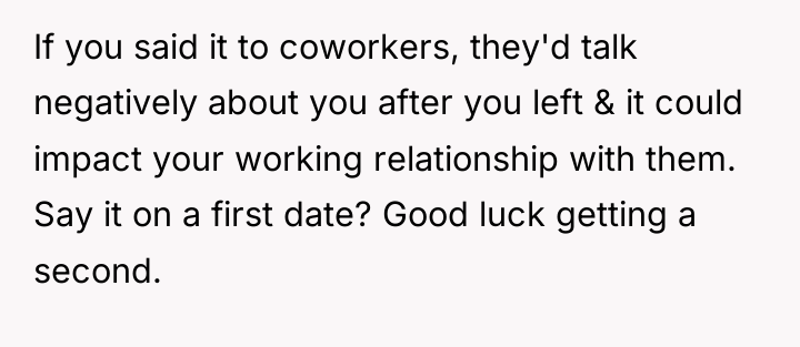 If you said it to coworkers, they'd talk negatively about...
