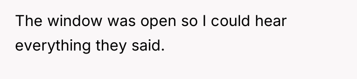 The window was open so I could hear everything they...
