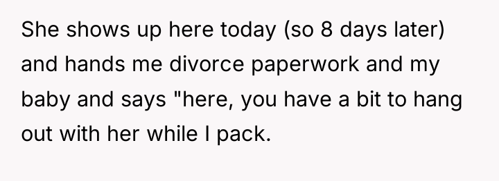 She shows up here today (so 8 days later) and...
