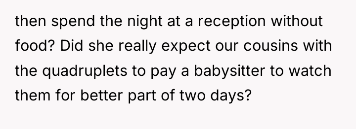 then spend the night at a reception without food? Did...