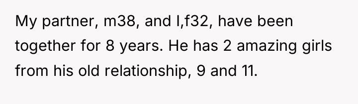 My partner, m38, and I,f32, have been together for 8...