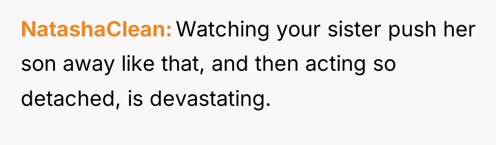 NatashaClean Watching your sister push her son away like that,...