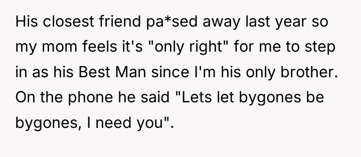 His closest friend pa*sed away last year so my mom...