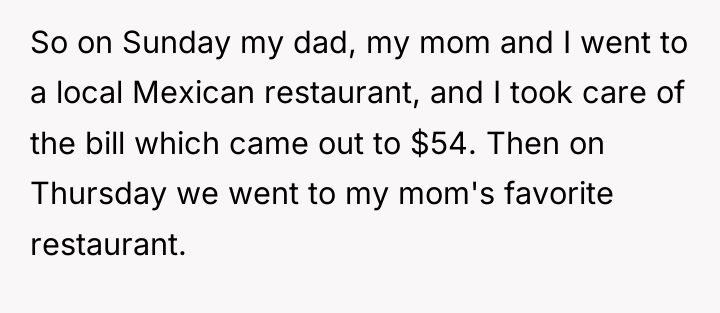 So on Sunday my dad, my mom and I went...