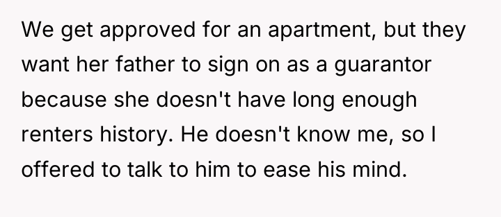 We get approved for an apartment, but they want her...