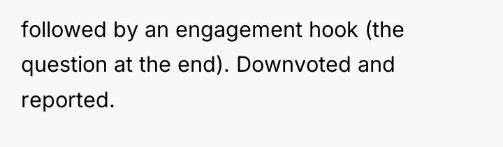 followed by an engagement hook (the question at the end)....