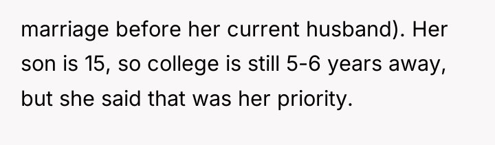 marriage before her current husband). Her son is 15, so...