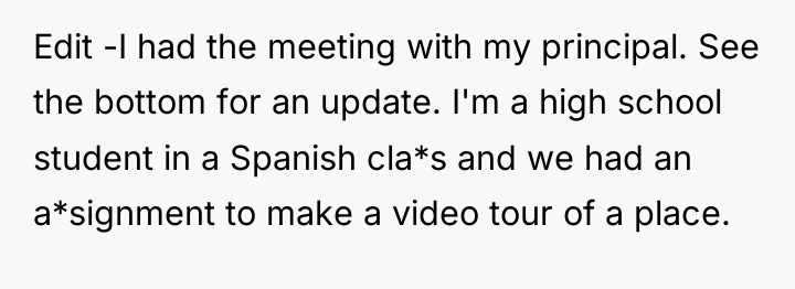 Edit -I had the meeting with my principal. See the...