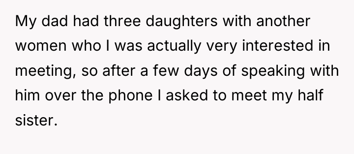 My dad had three daughters with another women who I...