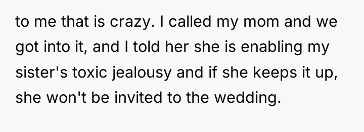 to me that is crazy. I called my mom and...