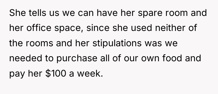 She tells us we can have her spare room and...