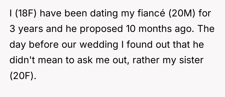 I (18F) have been dating my fiancé (20M) for 3...